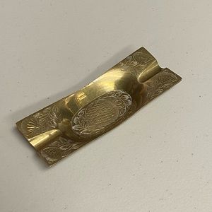 Vintage India Engraved Flowers brass Ashtray.